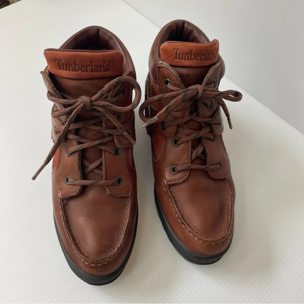 Timberland Leather Moccasin Chukka Brown Boots Women’s Sz 6 Waterproof Gore-tex - Picture 3 of 14